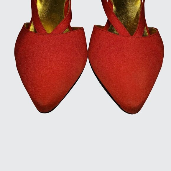 Vintage Anne Klein Slingbacks Red High Heel Made in Italy Women's *RARE* 7.5M - Picture 6 of 9